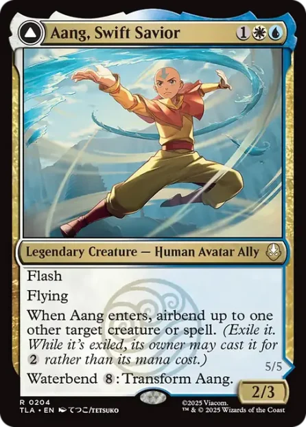 Aang, Swift Savior // Aang and La, Ocean's Fury, Avatar: The Last Airbender — Magic: The Gathering card