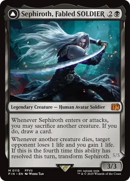 Sephiroth, Fabled SOLDIER // Sephiroth, One-Winged Angel, Final Fantasy — Magic: The Gathering card