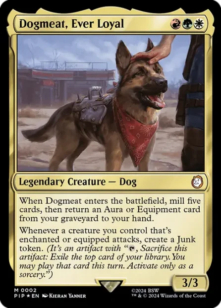 Dogmeat, Ever Loyal, Fallout, foil — Magic: The Gathering card