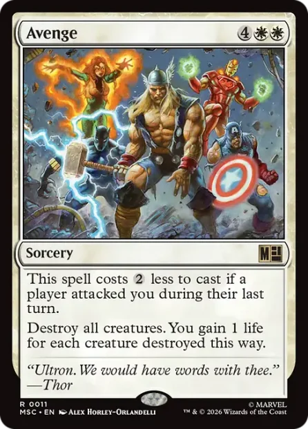 Avenge, Marvel Super Heroes Commander — Magic: The Gathering card