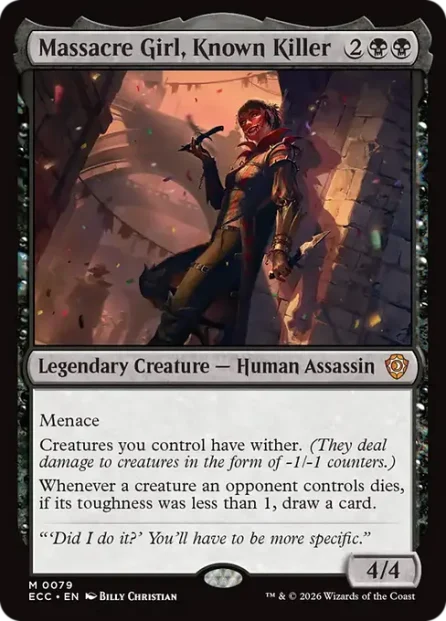 Massacre Girl, Known Killer, Lorwyn Eclipsed Commander — Magic: The Gathering card
