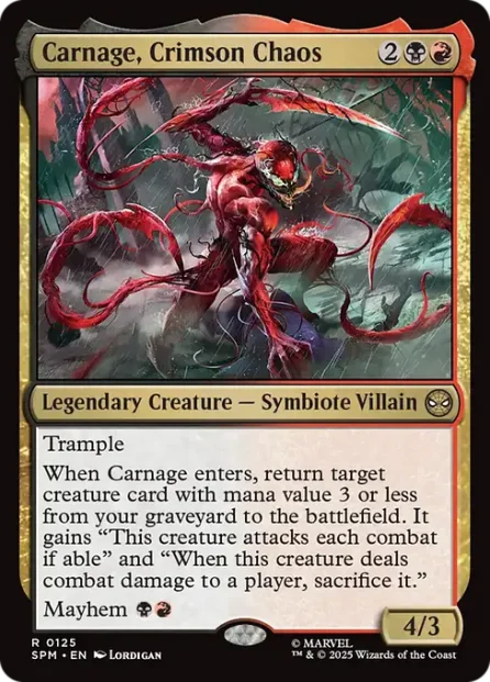 Carnage, Crimson Chaos, Marvel's Spider-Man — Magic: The Gathering card