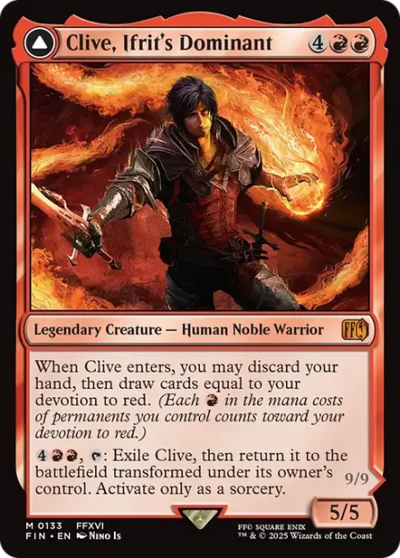Clive, Ifrit's Dominant // Ifrit, Warden of Inferno, Final Fantasy — Magic: The Gathering card