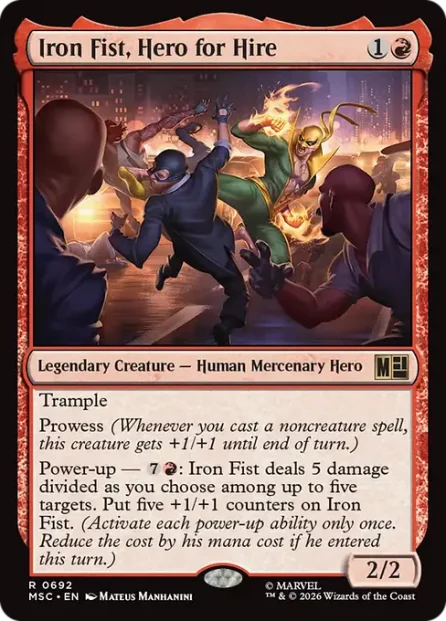 Iron Fist, Hero for Hire, Marvel Super Heroes Commander — Magic: The Gathering card