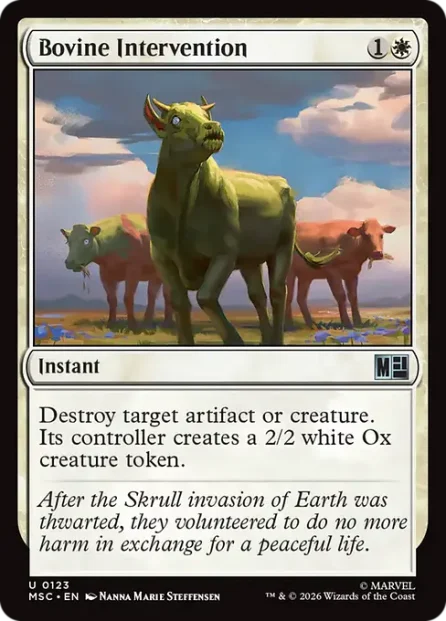 Bovine Intervention, Marvel Super Heroes Commander — Magic: The Gathering card