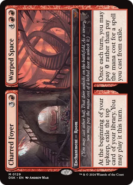 Charred Foyer // Warped Space, Duskmourn: House of Horror — Magic: The Gathering card