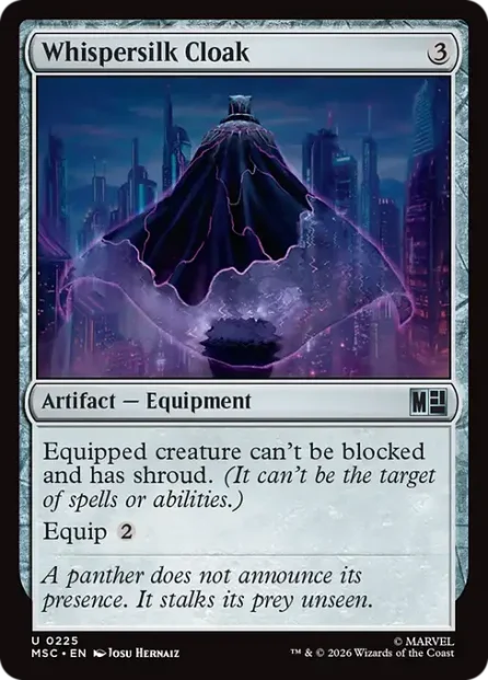 Whispersilk Cloak, Marvel Super Heroes Commander — Magic: The Gathering card