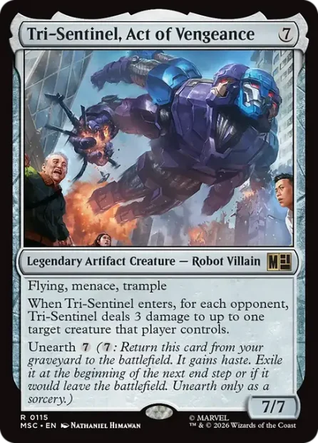 Tri-Sentinel, Act of Vengeance, Marvel Super Heroes Commander — Magic: The Gathering card