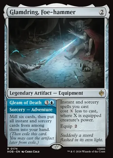 Glamdring, Foe-hammer // Gleam of Death, The Hobbit — Magic: The Gathering card