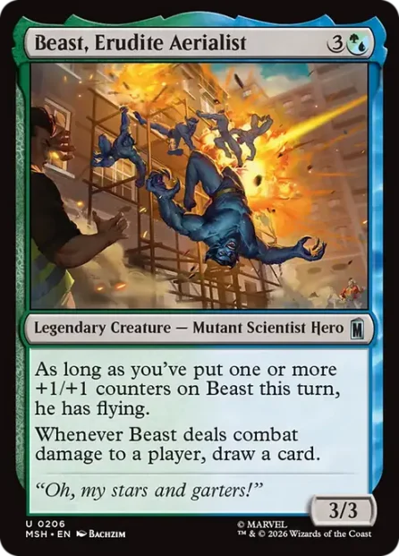 Beast, Erudite Aerialist, Marvel Super Heroes — Magic: The Gathering card