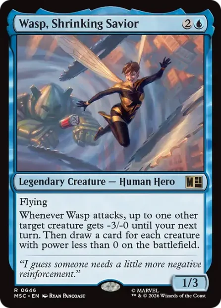 Wasp, Shrinking Savior, Marvel Super Heroes Commander — Magic: The Gathering card