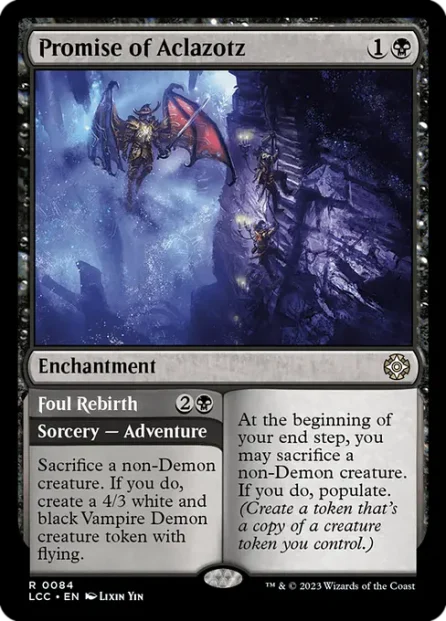 Promise of Aclazotz // Foul Rebirth, The Lost Caverns of Ixalan Commander — Magic: The Gathering card