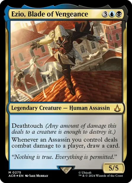 Ezio, Blade of Vengeance, Assassin's Creed, foil — Magic: The Gathering card