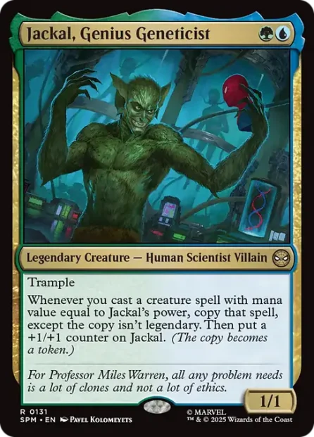 Jackal, Genius Geneticist, Marvel's Spider-Man — Magic: The Gathering card