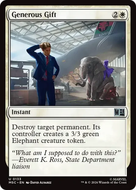 Generous Gift, Marvel Super Heroes Commander — Magic: The Gathering card