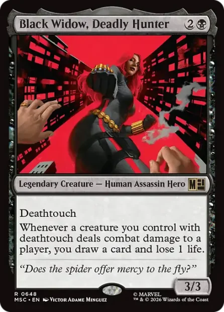 Black Widow, Deadly Hunter, Marvel Super Heroes Commander — Magic: The Gathering card