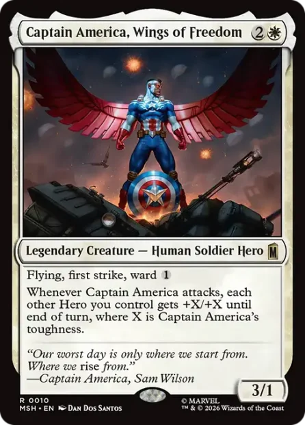 Captain America, Wings of Freedom, Marvel Super Heroes — Magic: The Gathering card
