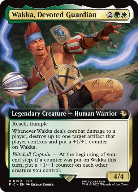 Wakka, Devoted Guardian, Final Fantasy Commander, foil — Magic: The Gathering card