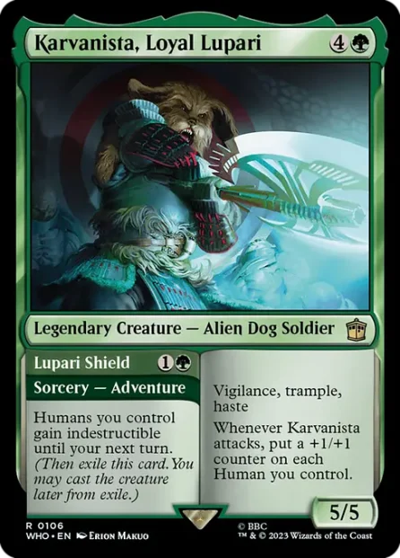 Karvanista, Loyal Lupari // Lupari Shield, Doctor Who — Magic: The Gathering card