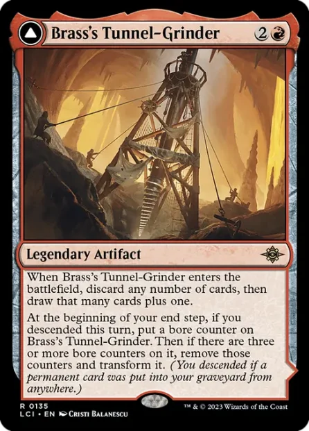 Brass's Tunnel-Grinder // Tecutlan, the Searing Rift, The Lost Caverns of Ixalan — Magic: The Gathering card
