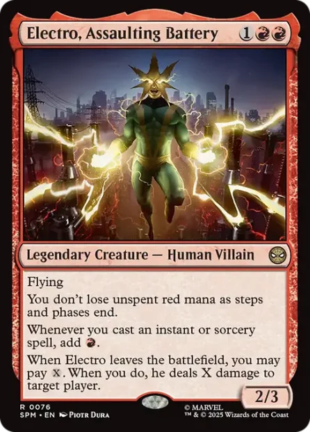 Electro, Assaulting Battery, Marvel's Spider-Man — Magic: The Gathering card