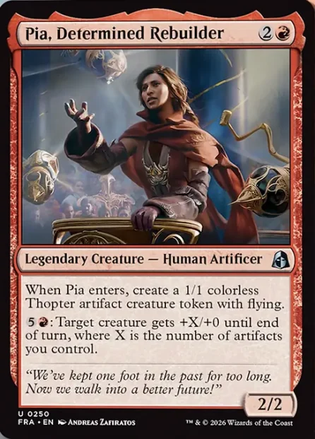 Pia, Determined Rebuilder, Reality Fracture — Magic: The Gathering card