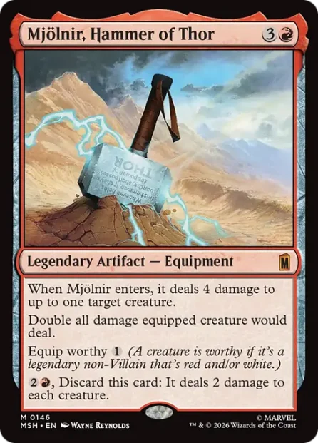 Mjölnir, Hammer of Thor, Marvel Super Heroes — Magic: The Gathering card