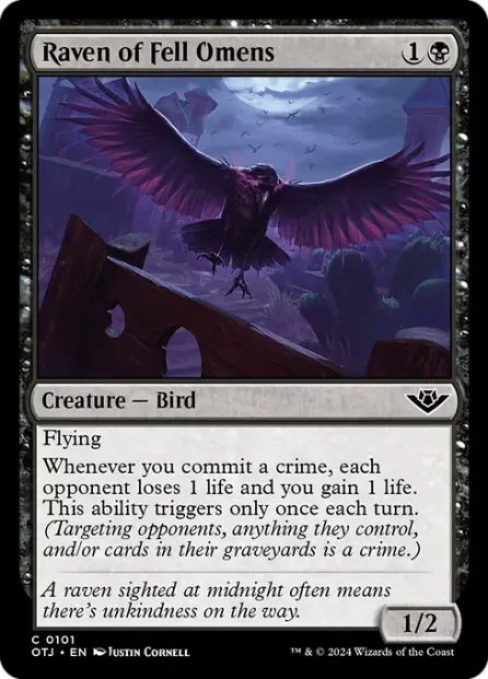 Raven of Fell Omens, Outlaws of Thunder Junction — Magic: The Gathering card