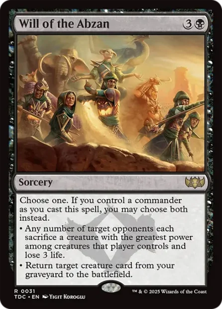 Will of the Abzan, Tarkir: Dragonstorm Commander — Magic: The Gathering card