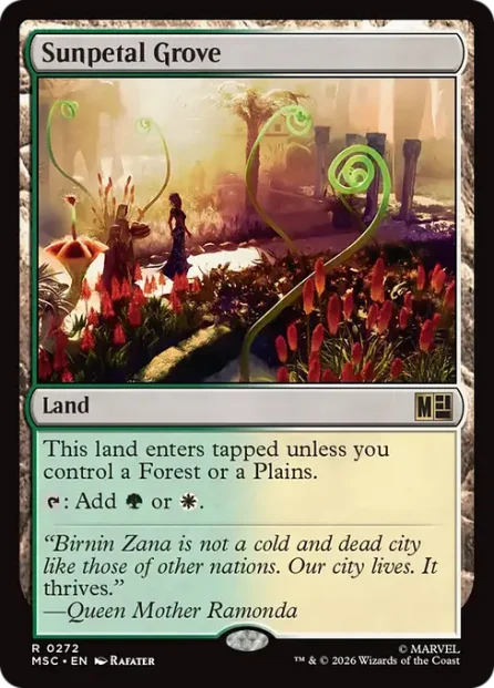 Sunpetal Grove, Marvel Super Heroes Commander — Magic: The Gathering card