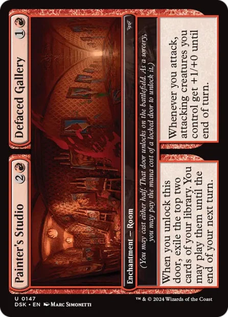 Painter's Studio // Defaced Gallery, Duskmourn: House of Horror — Magic: The Gathering card