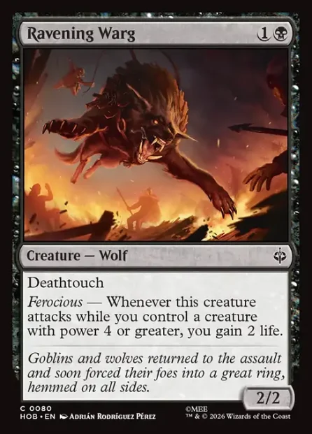 Ravening Warg, The Hobbit — Magic: The Gathering card