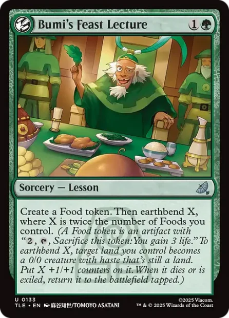 Bumi's Feast Lecture, Avatar: The Last Airbender Eternal — Magic: The Gathering card