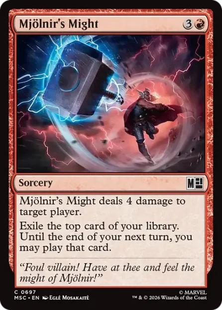 Mjölnir's Might, Marvel Super Heroes Commander — Magic: The Gathering card