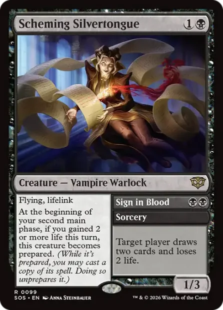 Scheming Silvertongue // Sign in Blood, Secrets of Strixhaven — Magic: The Gathering card
